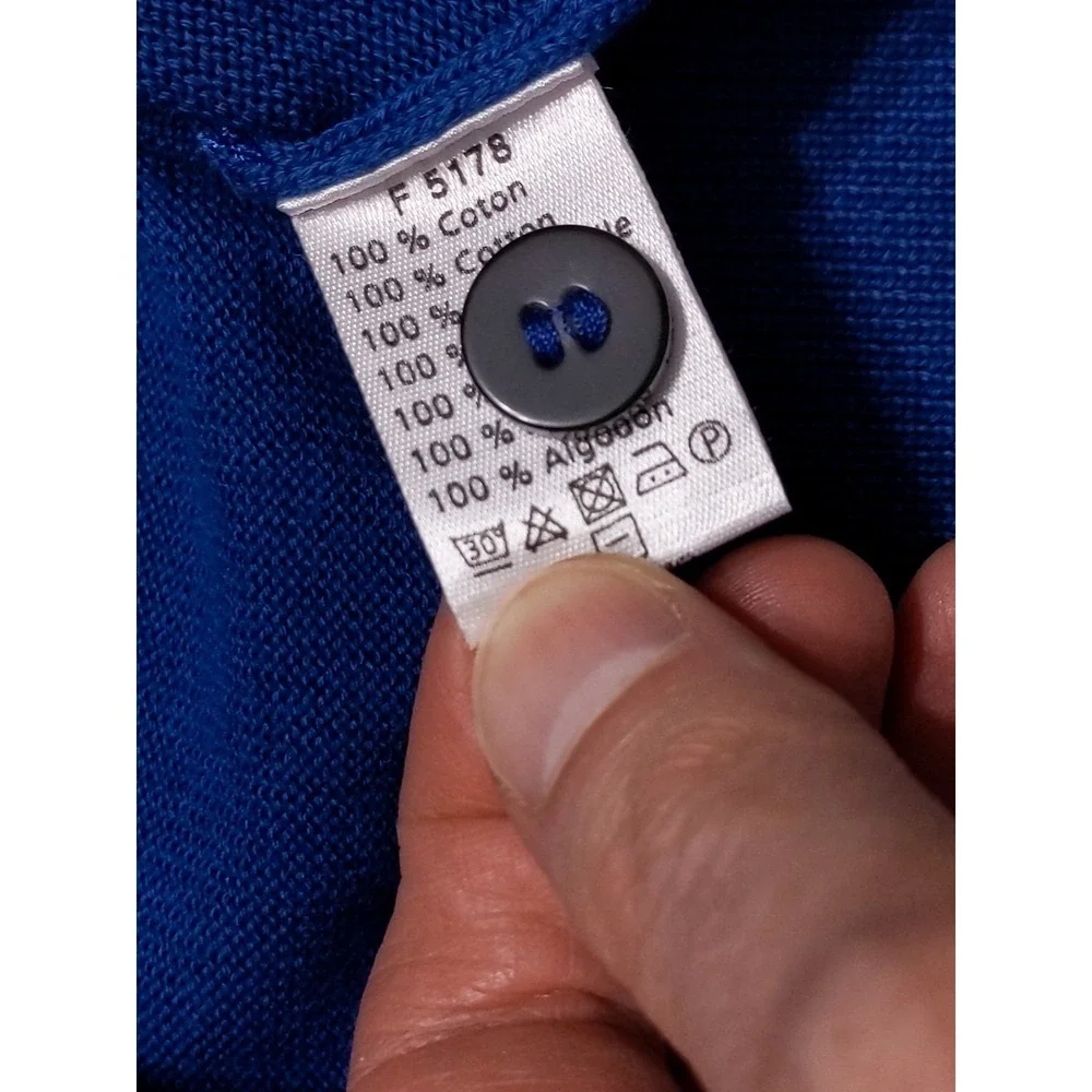 LACOSTE Men's‎ Button Cardigan Sweater Cotton Modern Blue 7 or XL